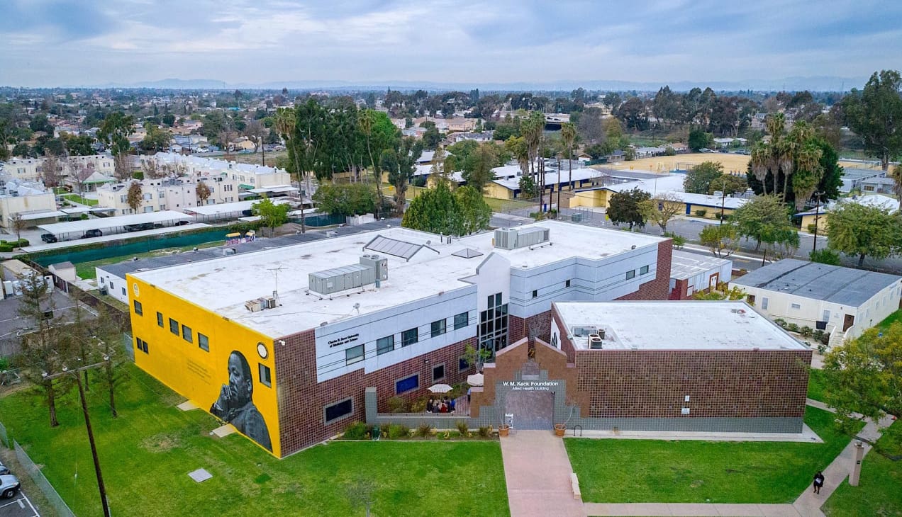 Aerial image of CDU campus building, HBCU