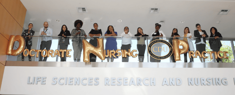 Group photo of the Mervyn M. Dymally College of Nursing's Doctor of Nursing Practice cohort.