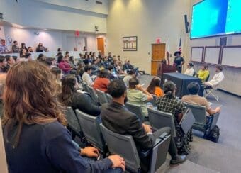 Potential students during the info session in Keck Hall at Discover CDU
