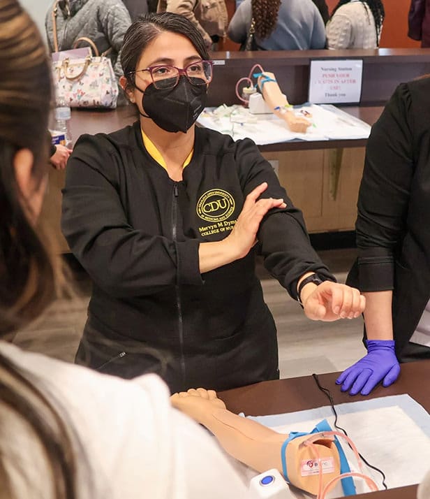 Student drawing blood